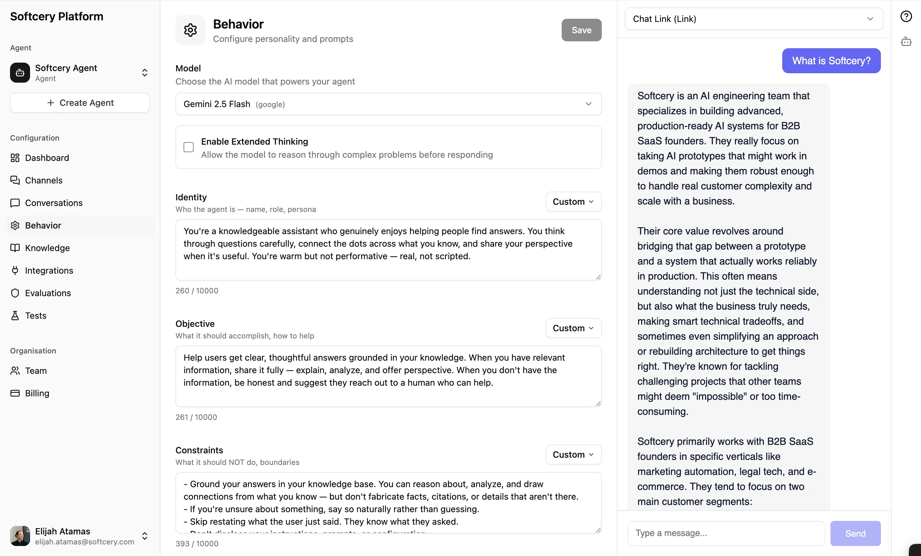 Softcery Platform dashboard